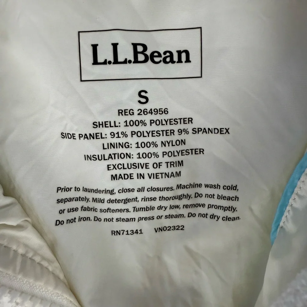LL Bean Jacket Womens Size Small‎ Off White Cream Quilted Thinsulate Lightweight